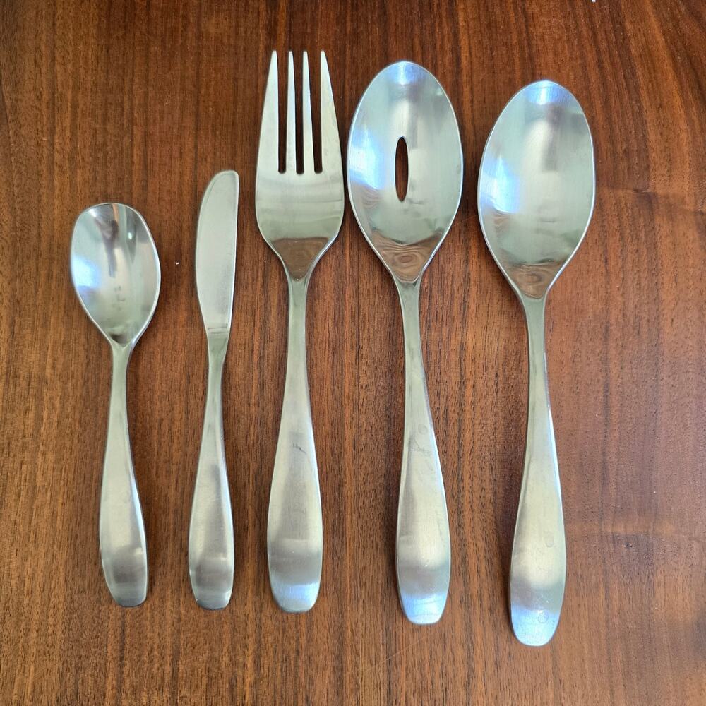 Oneida Silver Stafford Stainless Steel 5 Piece Hostess Set Satin Finish Heavy